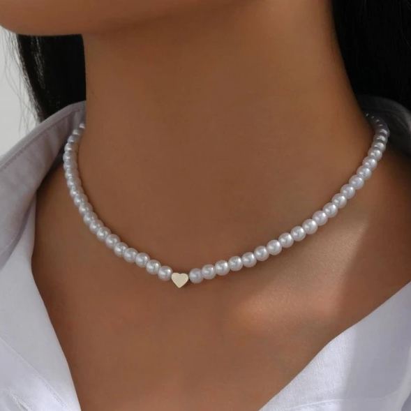 Collana Elegante con Cuore d'Oro e Perla - Emma e Gemma