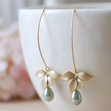 Orecchini Eleganti Pendenti con Perle Olive - Emma e Gemma