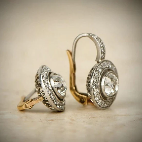 Orecchini Vintage in Oro e Argento con Cristalli - Emma e Gemma