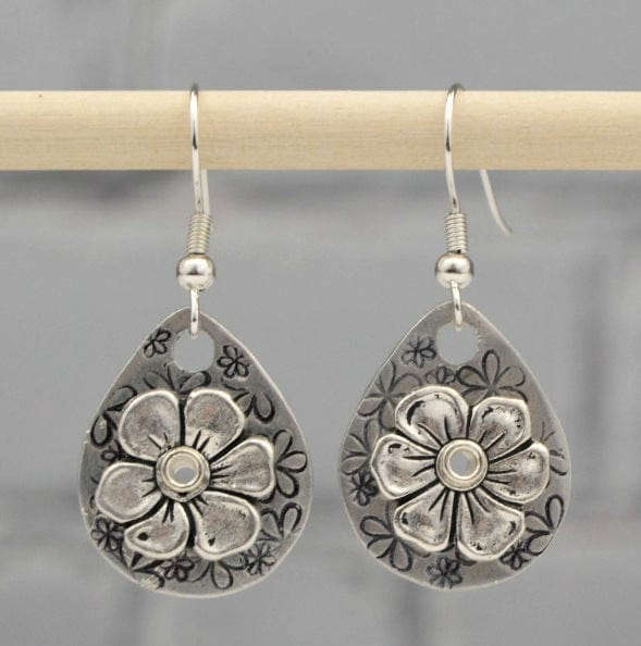 Orecchini a Goccia di Fiori Vintage in Argento - Emma e Gemma