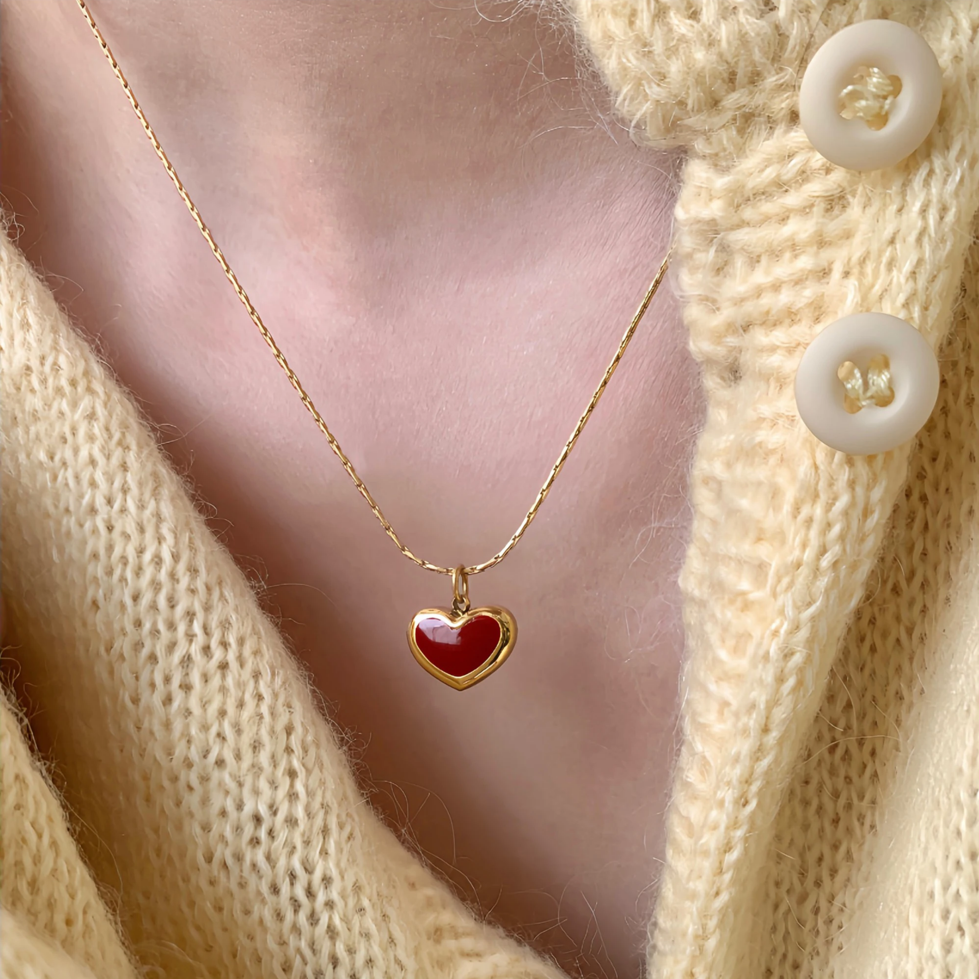 Collana Elegante con Cuore Rosso e Oro - Emma e Gemma