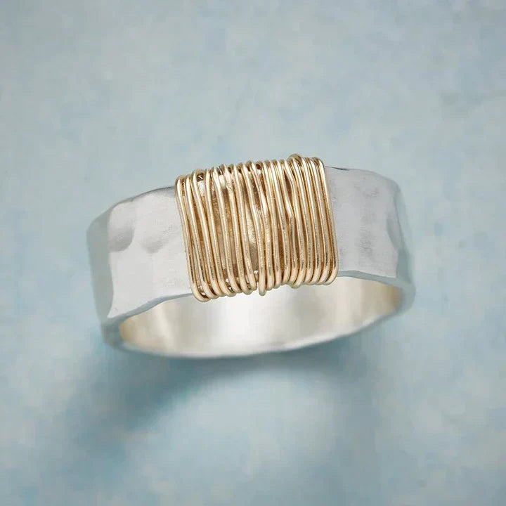 Anello in Argento con Fili Dorati Vintage - Emma e Gemma