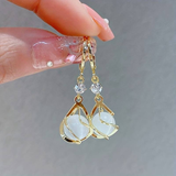 Orecchini Pendenti in Oro con Opale Bianco Vintage - Emma e Gemma