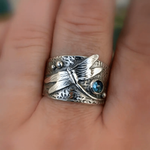 Anello in Argento con Libellula in Cristallo Blu Vintage - Emma e Gemma