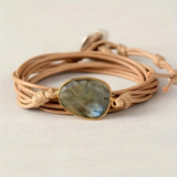 Bracciale in Pelle Vintage con Pietre - Emma e Gemma