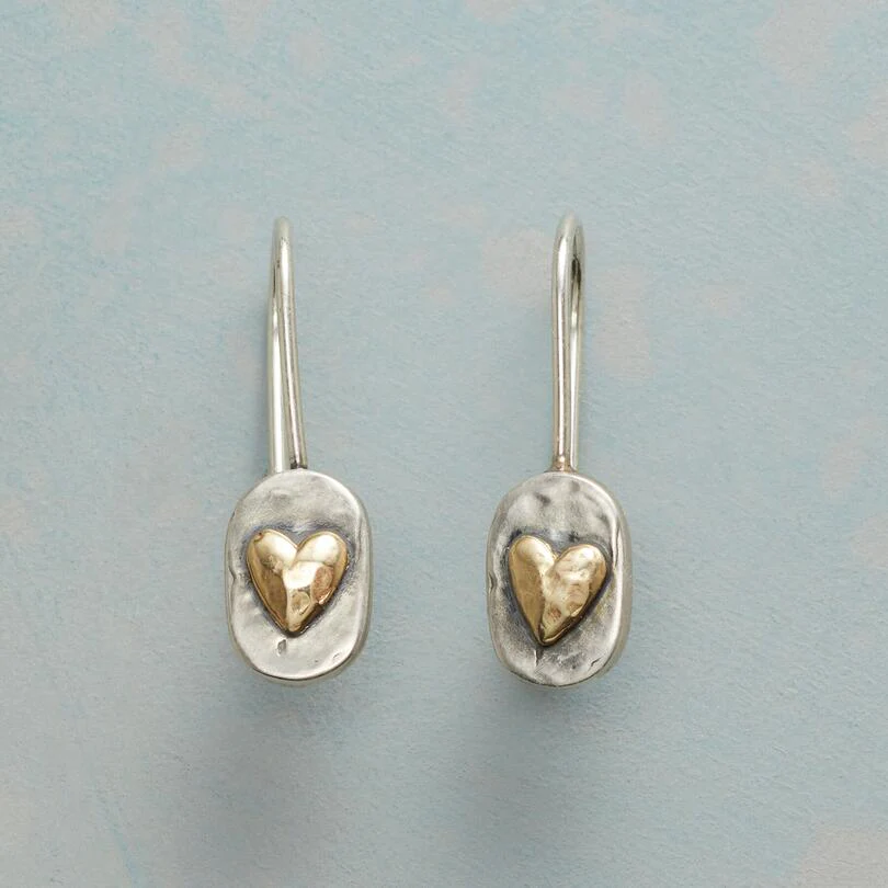 Orecchini d'Argento con Cuore Dorato Vintage - Kaja i Maja