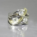 Anello Vintage in Zirconia Oro e Argento - Emma e Gemma