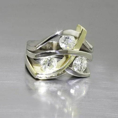 Anello Vintage in Zirconia Oro e Argento - Emma e Gemma