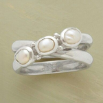 Anello in Argento con Perle Intarsiate Vintage - Emma e Gemma