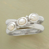 Anello in Argento con Perle Intarsiate Vintage - Emma e Gemma