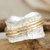 Anello Vintage Spinner Sottile in Oro e Argento - Emma e Gemma