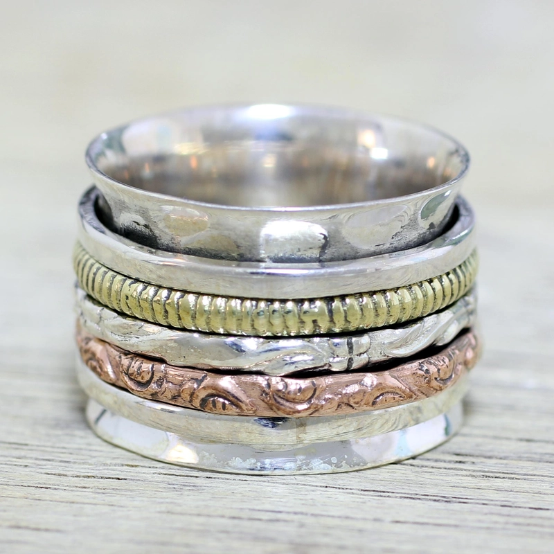 Anello Vintage in Oro e Argento con Rosa - Emma e Gemma