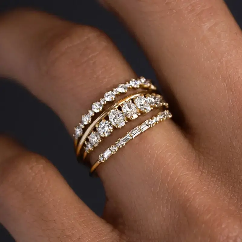 Set di Anelli in Zirconia Vintage Elegante - Emma e Gemma