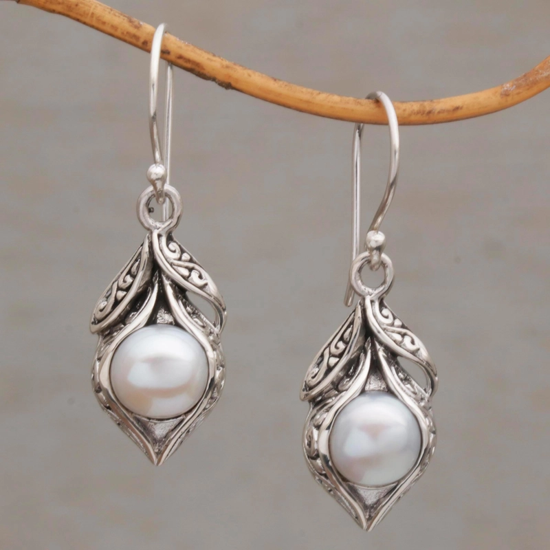 Orecchini Vintage Pendenti in Perle e Argento - Emma e Gemma