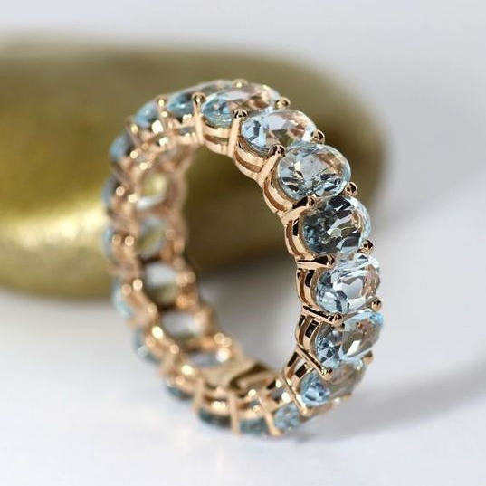 Anello Vintage in Vetro Blu Intarsiato con Oro - Emma e Gemma