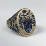 Anello d'Oro con Fiore Blu Vintage - Emma e Gemma