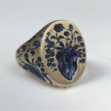 Anello d'Oro con Fiore Blu Vintage - Emma e Gemma