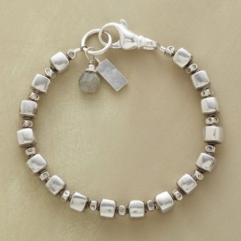 Bracciale Vintage in Argento con Perline Cubiche - Kaja i Maja