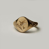 Anello Sigillo Vintage in Oro con Colibrì - Emma e Gemma