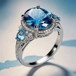 Anello d'Argento Vintage con Cristallo Blu - Emma e Gemma