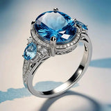 Anello d'Argento Vintage con Cristallo Blu - Emma e Gemma