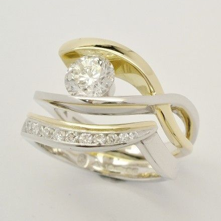 Anello Vintage a Strati in Oro e Argento con Zirconia - Emma e Gemma