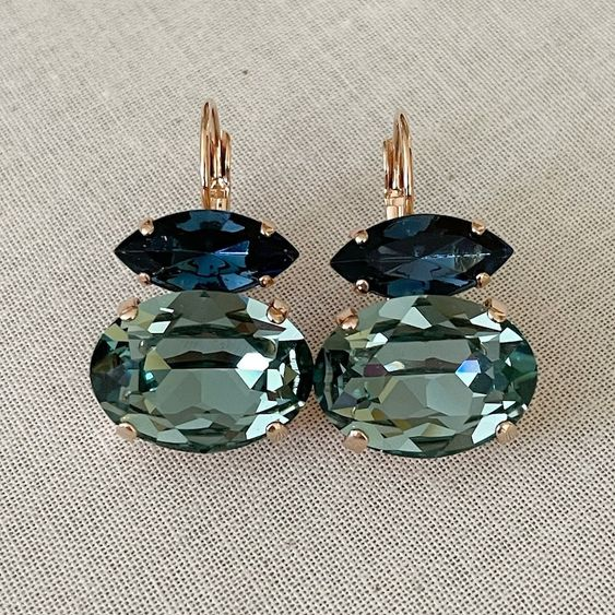 Orecchini in Vetro Verde e Blu Vintage - Kaja i Maja