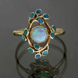 Anello Blu Cristallo Vintage e Opale - Emma e Gemma