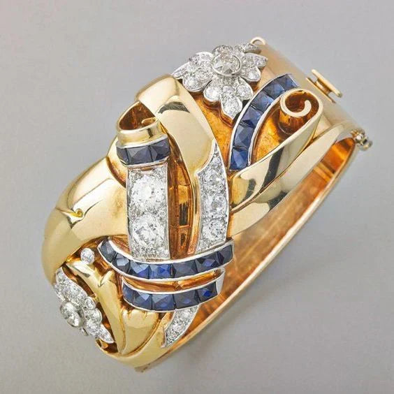 Anello Vintage in Oro con Zirconia Blu - Kaja i Maja