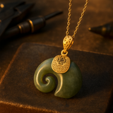 Collana con Pendente di Elefante in Giada Hetian – Catena Placcata in Oro 18K per Donne - Emma e Gemma