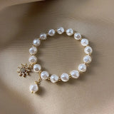 Bracciale con Pendente in Perla Bianco Oro e Girasole - Emma e Gemma