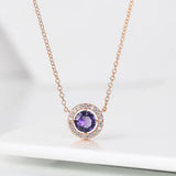 Collana Vintage in Oro Rosa con Cristallo Viola Sfavillante - Emma e Gemma