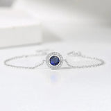 Bracciale Vintage in Argento con Cristallo Blu e Bordo Pave - Emma e Gemma