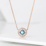 Collana con pendente in cristallo azzurro e oro rosa - Emma e Gemma