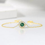 Bracciale Vintage in Cristallo Verde e Oro con Bordo Pave - Emma e Gemma