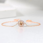 Bracciale Classico in Oro Rosa Rotondo con Gemma Arancione e Bordo Scintillante - Emma e Gemma