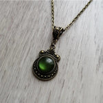 Collana a pendente in vetro verde vintage - Emma e Gemma