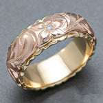 Anello Inciso in Oro Rosa Vintage con Fiore - Emma e Gemma