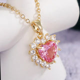 Collana a Cuore Vintage in Oro e Cristallo Rosa - Emma e Gemma