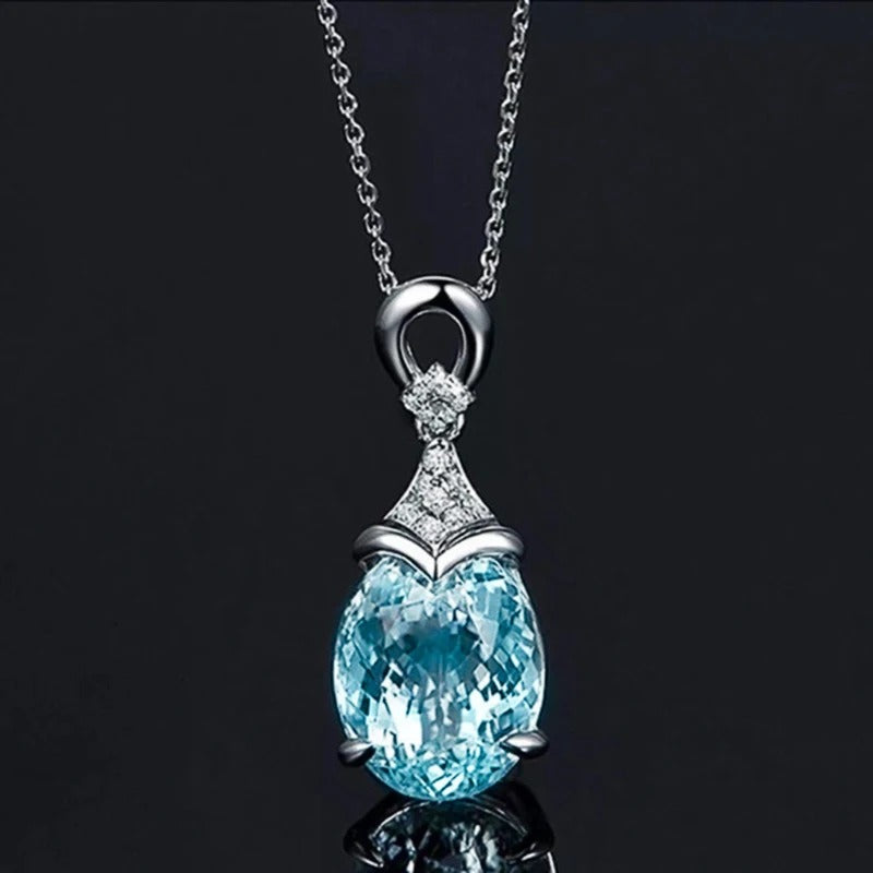 Collana Vintage in Argento con Cristallo Acqua - Emma e Gemma