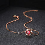 Bracciale con Pendente a Fiore in Cristallo Rosso e Oro Rosa - Emma e Gemma