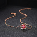 Bracciale con Pendente a Fiore in Cristallo Rosso e Oro Rosa - Emma e Gemma