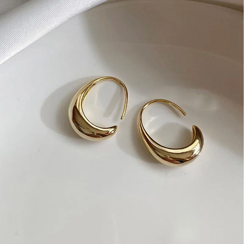 Orecchini Vintage in Oro e Forma di Luna Crescente Lucida - Kaja i Maja