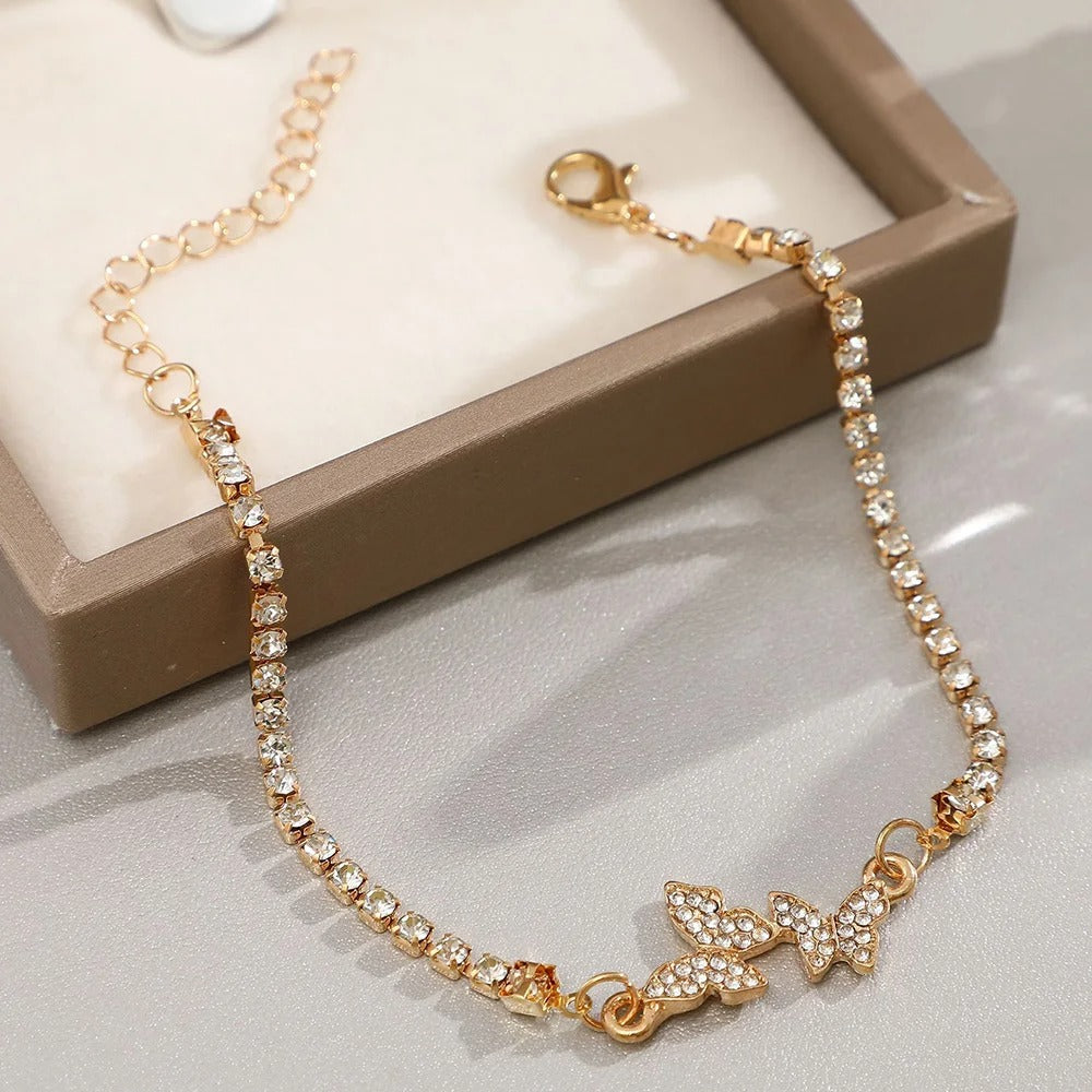 Bracciale con Maglia a Farfalla in Cristallo Oro Classico - Emma e Gemma