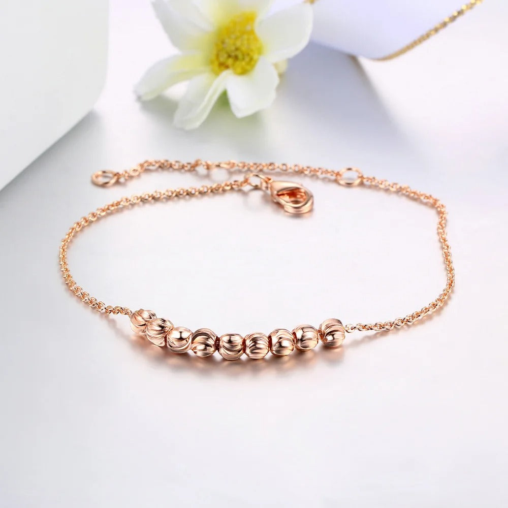 Bracciale Classico in Oro Rosa Lucido con Perle Rotonde - Emma e Gemma
