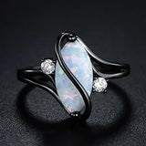 Anello Vintage Nero e Opale a Spirale - Emma e Gemma