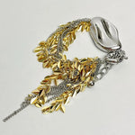 Bracciale Regolabile con Charm a Foglia in Oro e Argento Vintage - Emma e Gemma