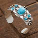 Bracciale Aperto Regolabile in Argento Vintage con Turchese - Emma e Gemma