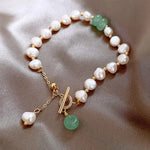 Bracciale Vintage in Perle e Oro con Gemma Verde - Emma e Gemma