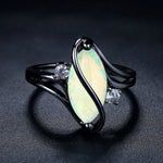 Anello Vintage Nero Argento Opale & Cristallo - Emma e Gemma